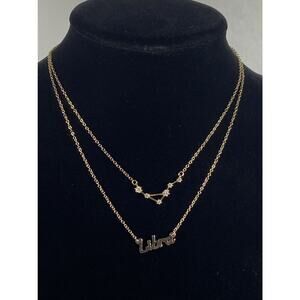 Dainty Rose Gold Pink Tone Libra & Constellation 2 Layer Necklace Whimsical Oct
